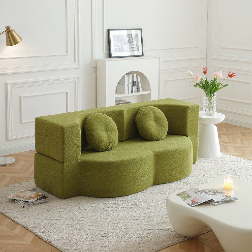 Folding Sofa Bed with Pillow, Floor & Futon Loveseat Couch