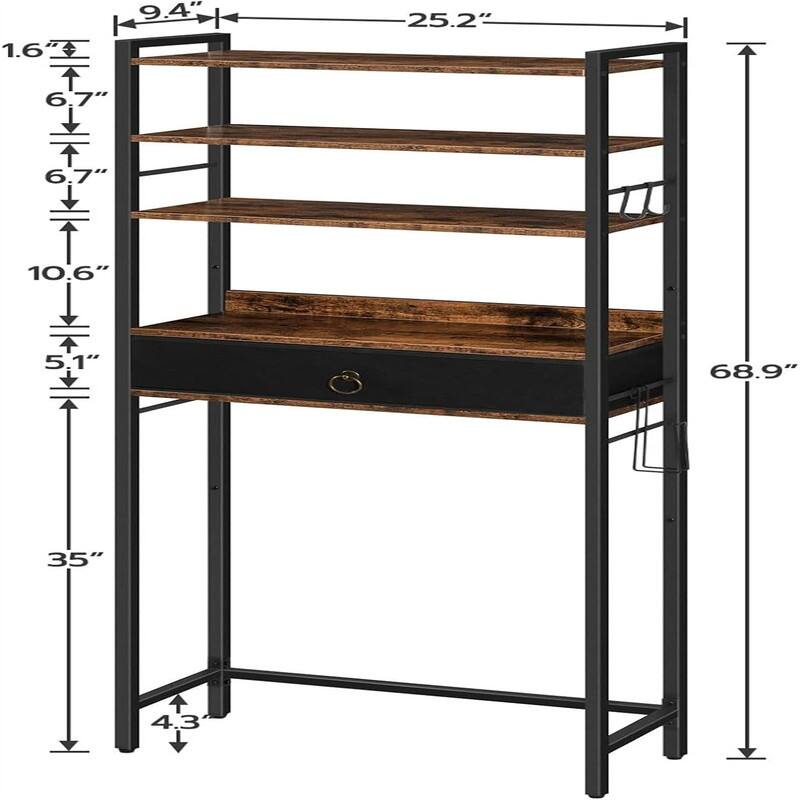 Over The Toilet Storage - 9.4"D x 25.2"W x 68.9"H