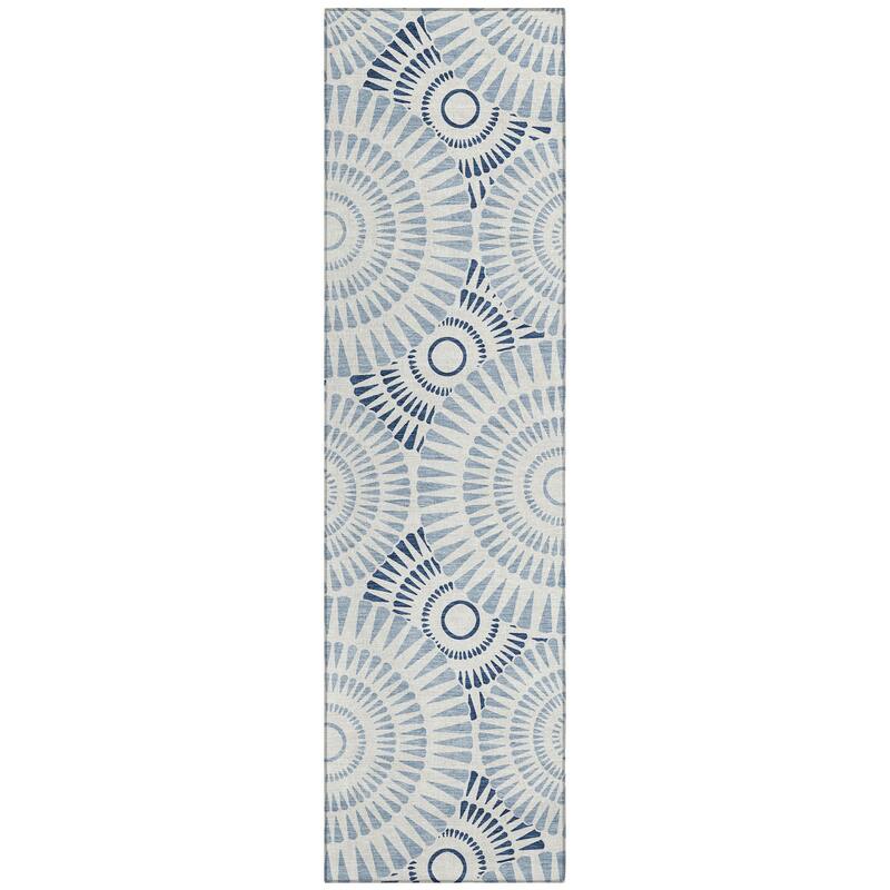 Machine Washable Indoor/ Outdoor Chantille Contemporary Burst Rug
