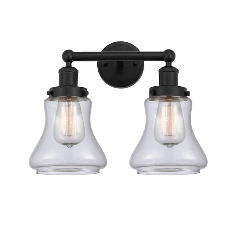 Innovations Lighting 616-2W-10-16 Bellmont Vanity Bellmont 2 Light 16" - Matte Black / Clear