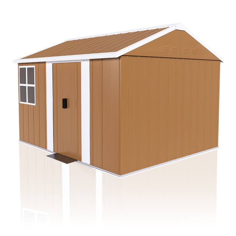8X10 FT Heavy-Duty Metal Storage Shed with Windows, Lockable Door & Ventilation - Weatherproof Outdoor Garden Shed