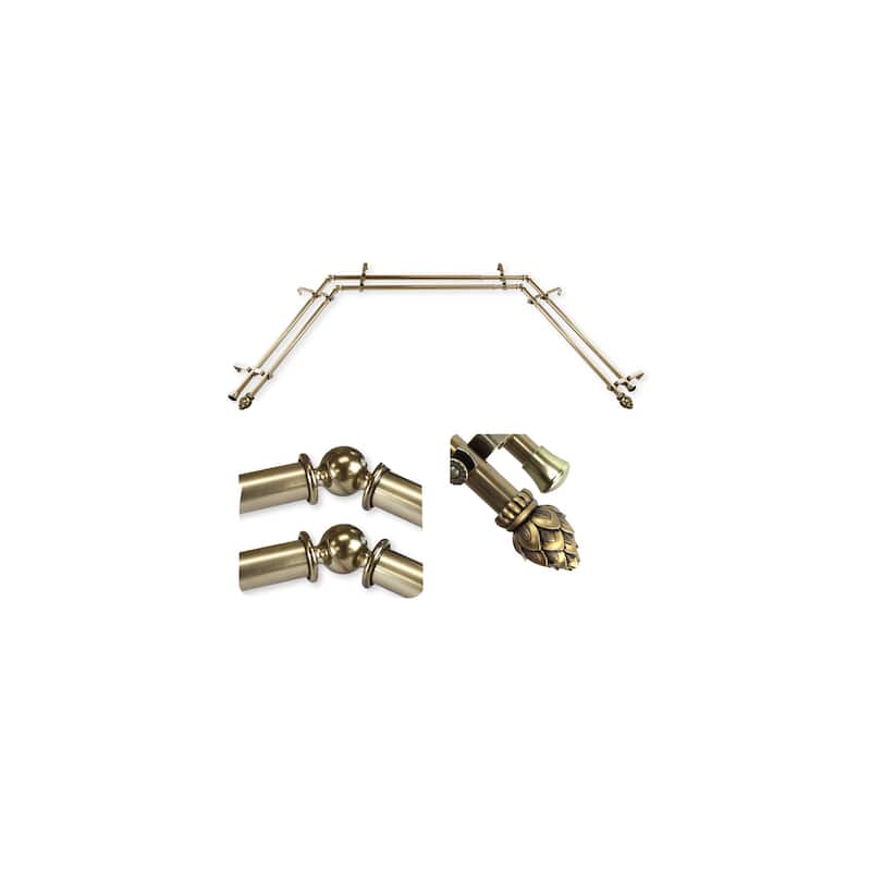 Victorian Curtain Rods & Hardware - Antique Brass, 20-72" Adjustable, 13/16" Diameter, 2.5" Finials - M
