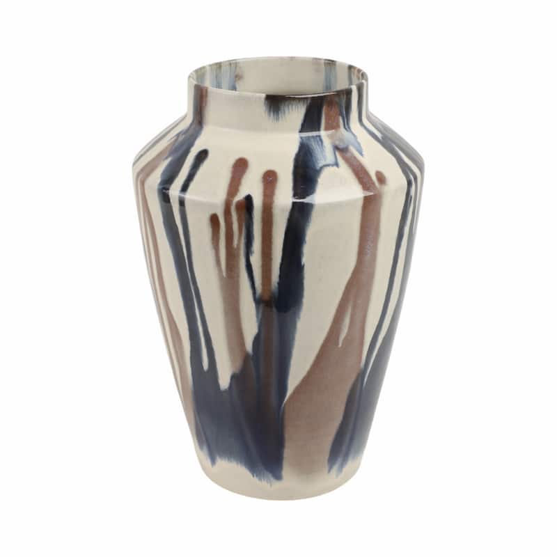 Terracotta Vase Abstract Pattern Design Handcrafted Look Glaze Decor