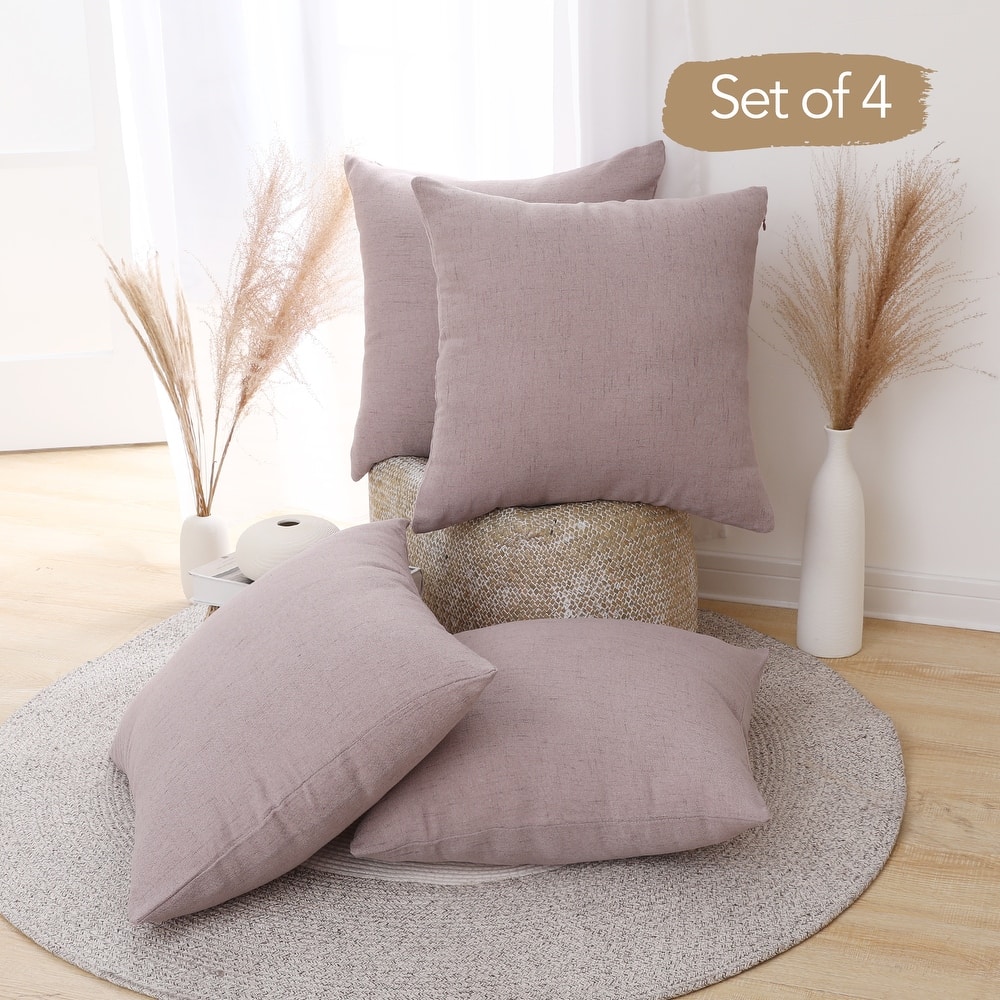Deconovo Faux Linen Throw Pillow Covers 4 PCS(Cover Only)