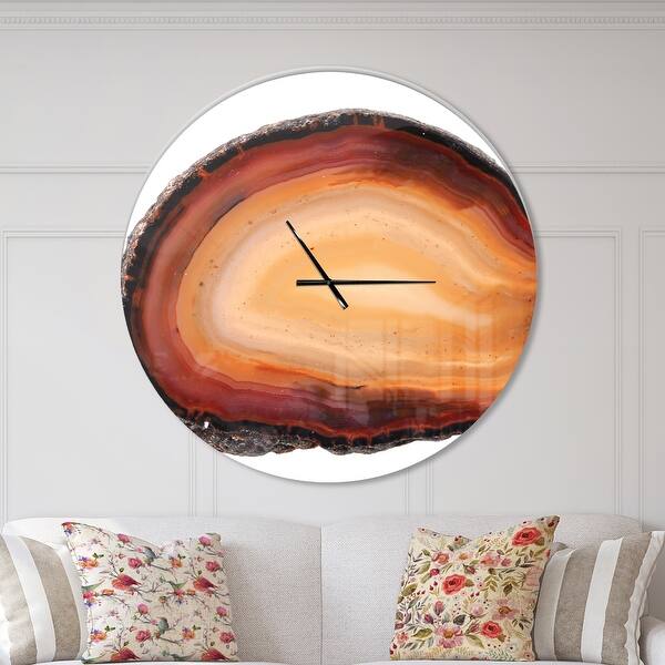 slide 2 of 10, Designart 'Brown agate isolated' Oversized Modern Wall CLock