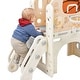 preview thumbnail 34 of 49, Freestanding Castle Climbing Playset with Slide, Tunnel, Ring Toss, and Basketball Hoop - Toy Storage Organizer for Kids