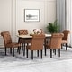 preview thumbnail 2 of 18, Elwood Tufted Rolltop Dining Chairs (Set of 6) by Christopher Knight Home Matte Black/ Cognac/ Faux Leather