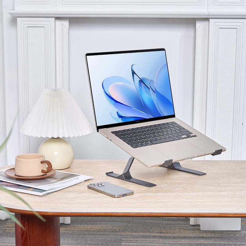 Adjustable Aluminum Laptop Stand Laptop Cart With Stable X-Frame For Home/Office Desk