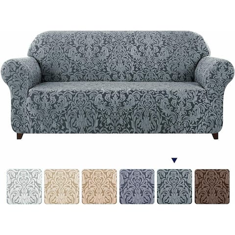 Subrtex 1-Piece 4-Seat Sofa Slipcover Jacquard Damask Stretch Cover