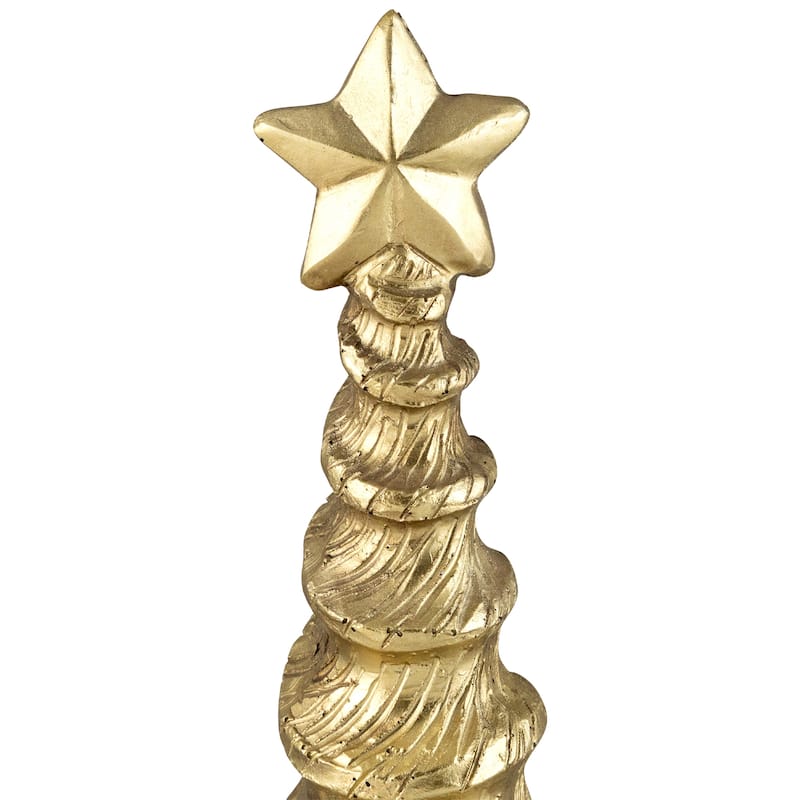 Metallic Swirling Spirals Tabletop Tree with Star Christmas Decoration - 13.5" - Gold