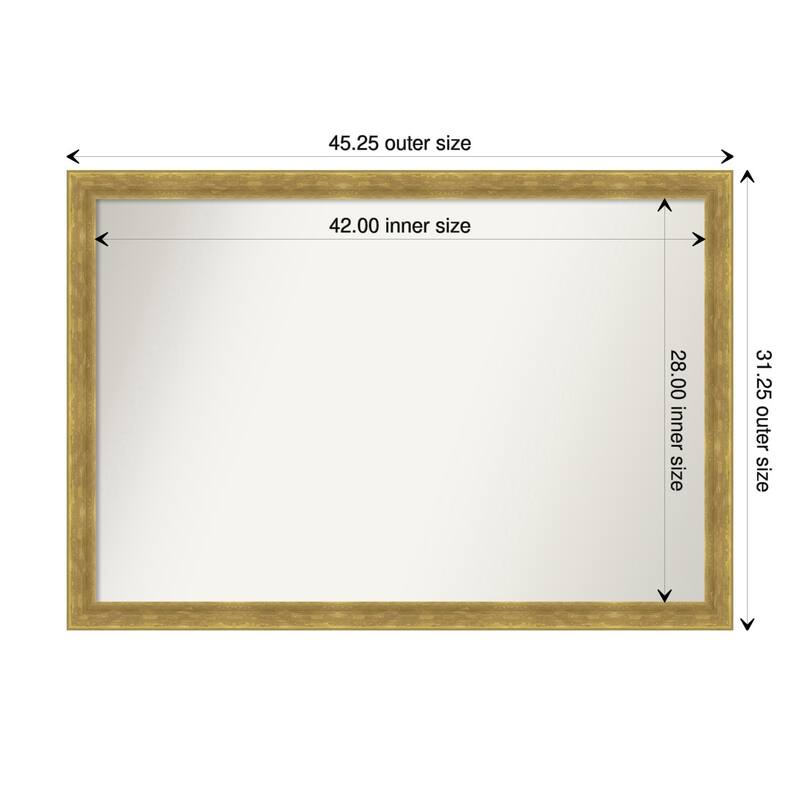 Angled Gold Framed Non-Beveled Custom Wall Mirror, Bathroom Vanity Mirror