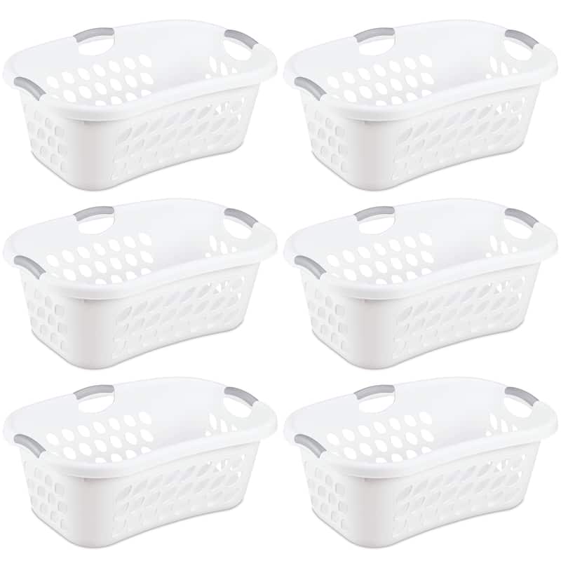 Sterilite Ultra 2 Bushel Plastic Stackable Clothes Laundry Basket, Aqua (6 Pack)