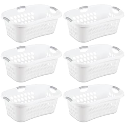 Sterilite Ultra 2 Bushel Plastic Stackable Clothes Laundry Basket, Aqua (6 Pack)