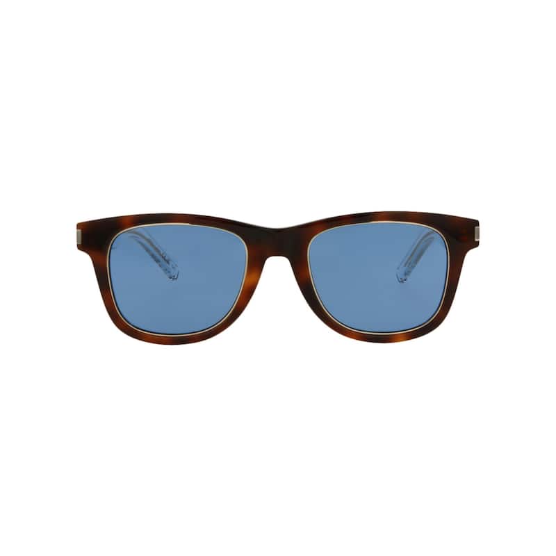 Saint Laurent Square-Frame Acetate Sunglasses - Havana Crystal Blue - Multi - Blue Lens