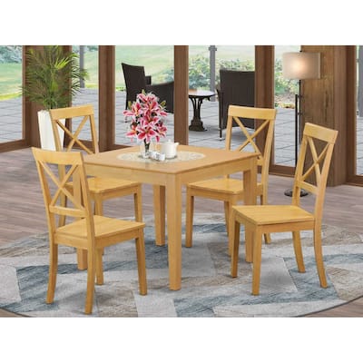 HomeStock 4-Pc Natural Oak Finish Solid Wood Top - Dining Room Set - Seats 4