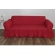 preview thumbnail 2 of 7, Ruffled Cotton Loveseat Slipcover Red