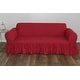 preview thumbnail 1 of 2, Ruffled Cotton Sofa Slipcover Red