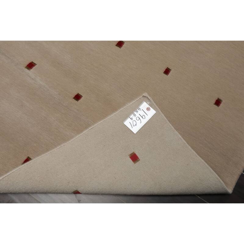 Tibetan Modern & Contemporary 4x5'9'' Hand Knotted Wool & Silk Beige Rug - 4' x 5' 9''