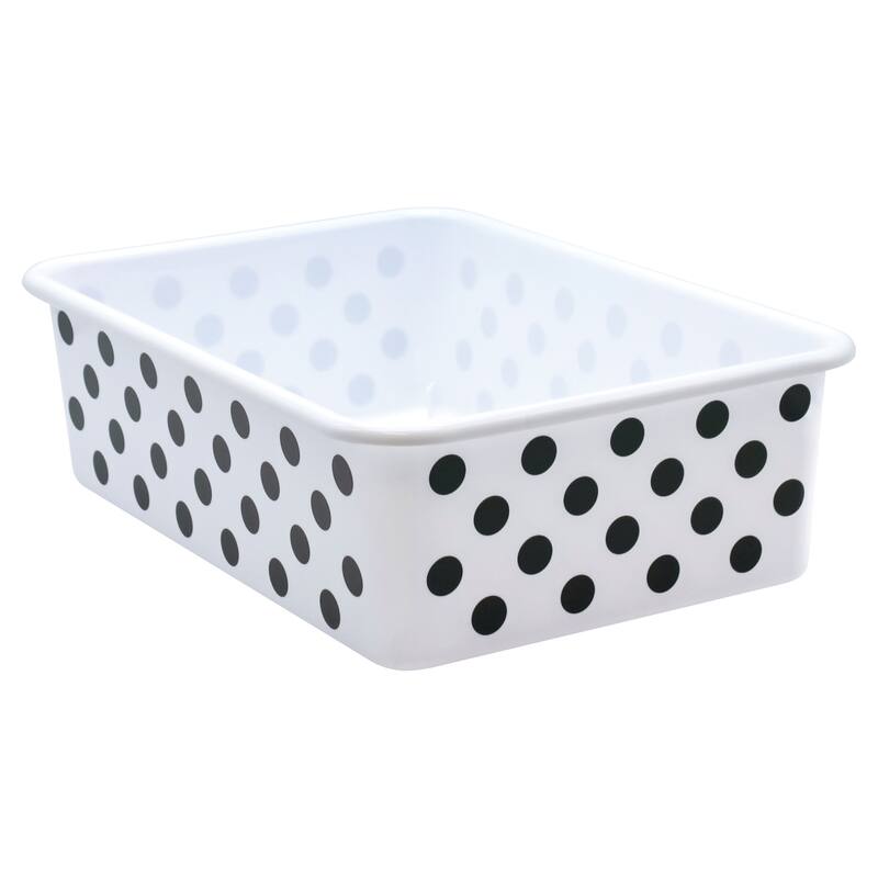 Teacher Created Resources Black Polka Dots on White Large Plastic Storage Bin, Pack of 3