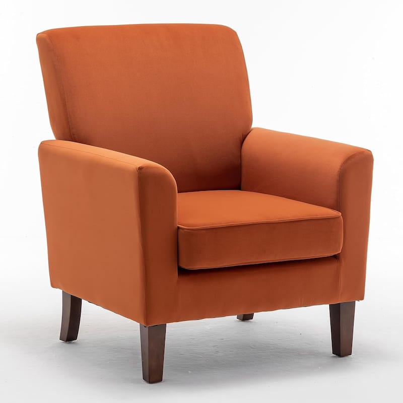 Contemporary Accent Arm Chair with Birch Wood Frame and Microfiber Upholstery - Orange