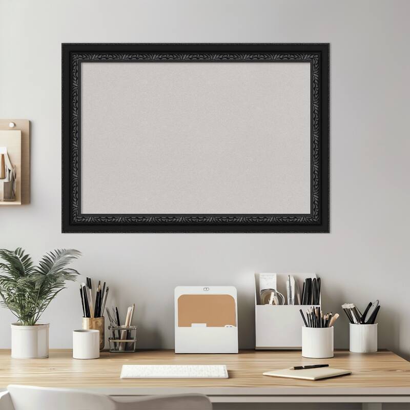 Downton Black Wood Framed Cork Board - Bulletin Board, Organization Board, Pin Board