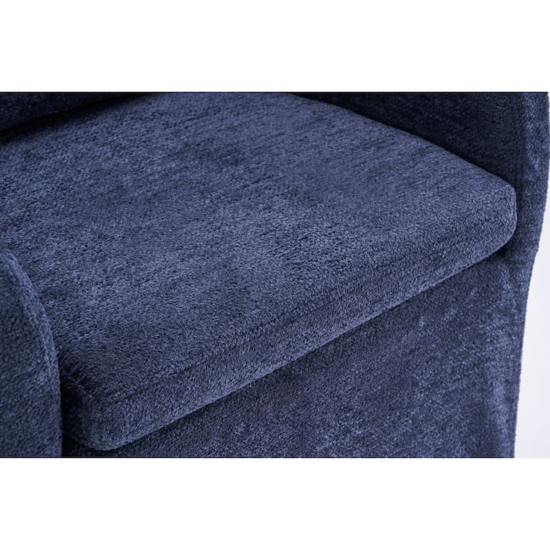 Set of 1,Chenille Fabric Dining Armchair With Back Cushion and Universal Wheels