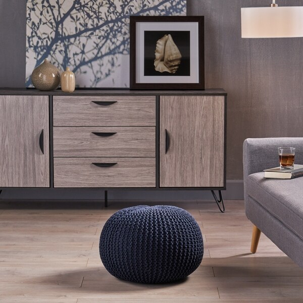 Abena Knitted Cotton Pouf by Christopher Knight Home. Opens flyout.