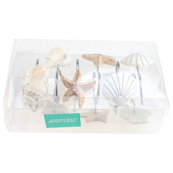 Shop New 12 Pcs Decorative Seashell Shower Curtain Hooks Bathroom Beach Shell Decor S Overstock 31509372