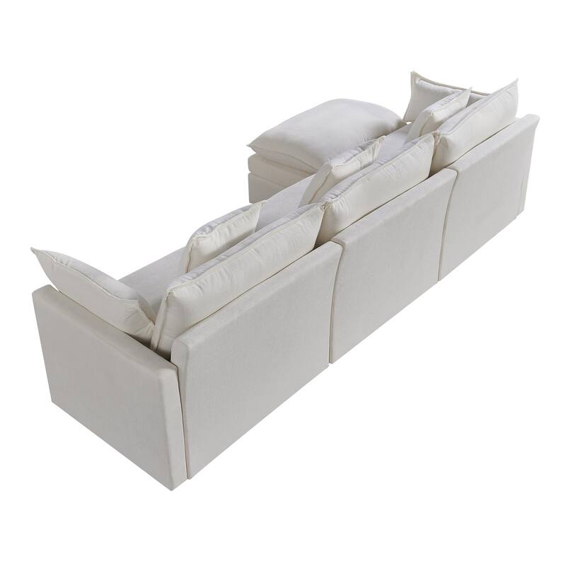 108.66" L-Shaped 4-Seat Sectional Sofa with Convertible Chaise and Ottoman, Spacious Cloud Couch Design