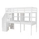 preview thumbnail 18 of 17, White Twin Size Solid Wood Loft Bed with Storage Staircase and Desks