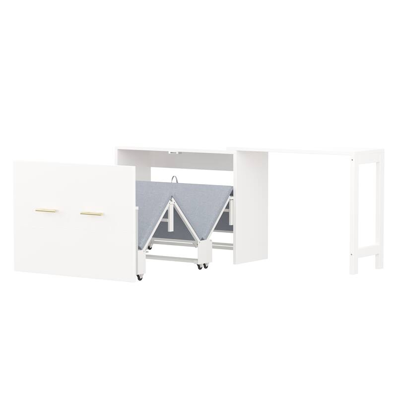 Twin Size Murphy Cabinet Bed with Adjustable Position Desk