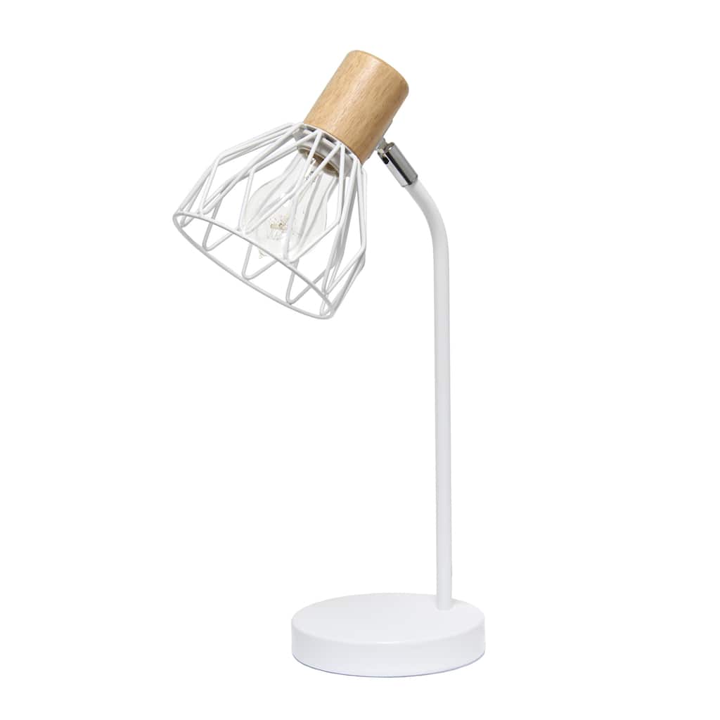 Vintage Style Desk Lamp with Adjustable Wire Cage Shade - 18" - White
