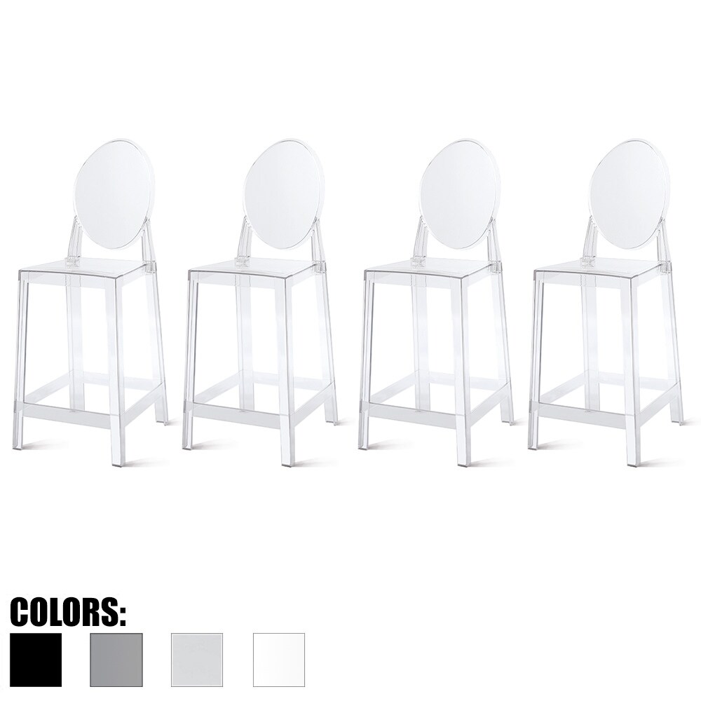 2xhome Set Of 4 25 Seat Counter Height Transparent Barstool Modern Ghost Stool Armless Chairs Molded Crystal With Back Garden Overstock 16818245