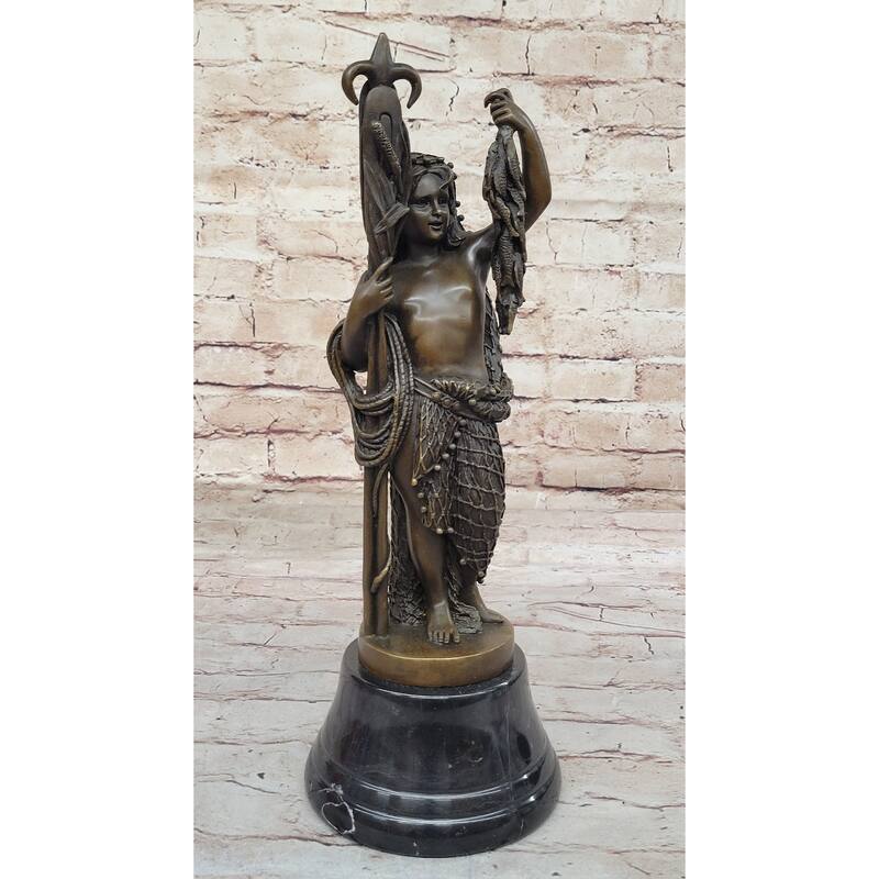 Bronze Sculpture Of Young Imitative Fisherman Boy By Albert Ernest Carrier Belleuse