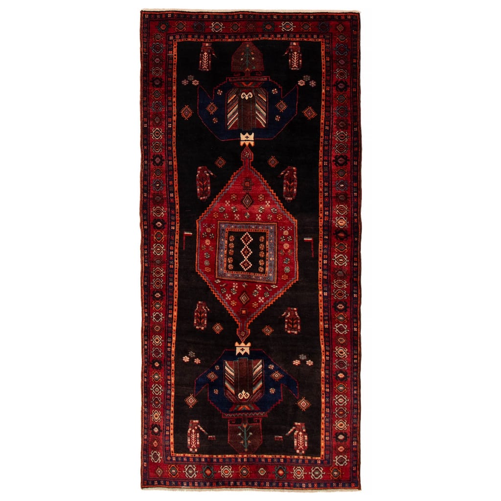 ECARPETGALLERY Hand-knotted Konya Anatolian Black Wool Rug - 4'8 x 9'7