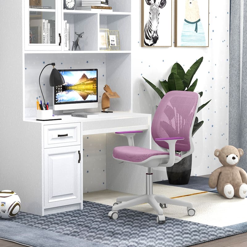 Costway Kids Desk Armchair Swivel Mesh Children Computer Chair with - See Details