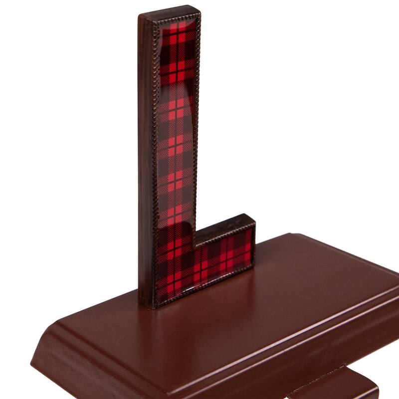 Noel Plaid Christmas Stocking Holders - 4.5" - Red and Black - Set of 4