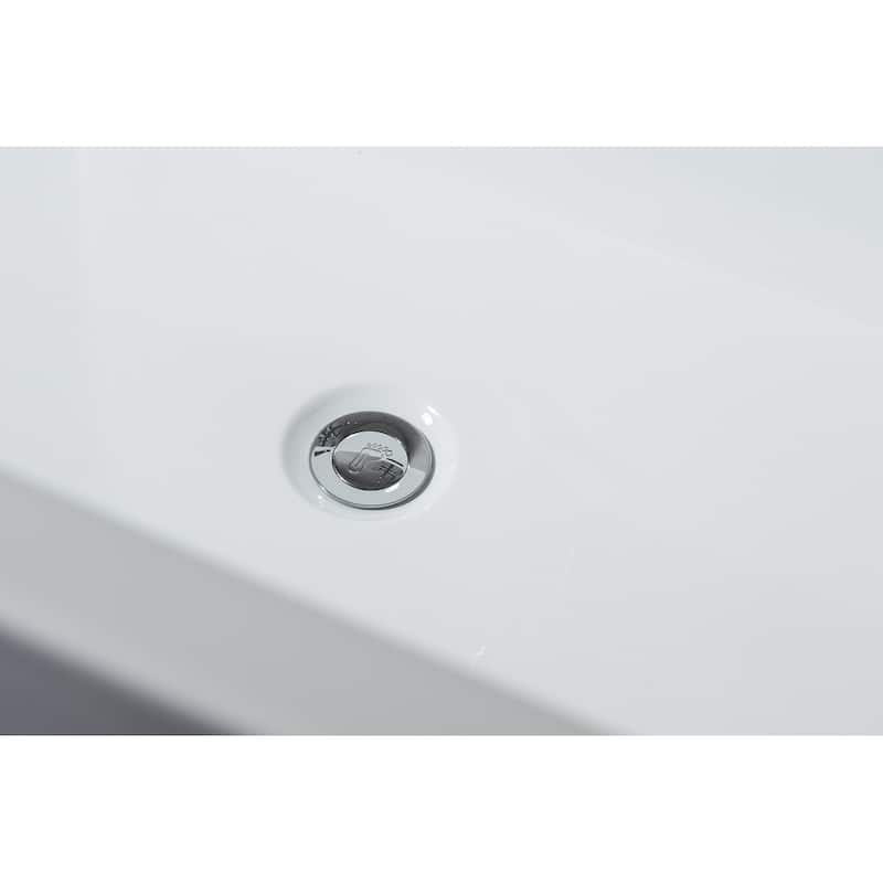 Melina 59 in. Freestanding Acrylic Flatbottom Soaking Bathtub in White