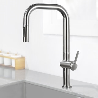 Single Handle Pull Down Sprayer Kitchen Faucet with Brushed Nickel