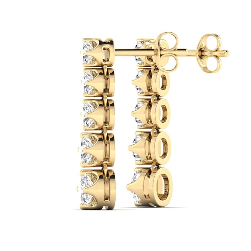 Marquee 7/8 CTW Five Stone Diamond Dangle Earrings in 14K Yellow Gold