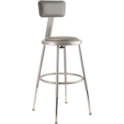 NPS Height Adjustable Vinyl Padded Steel Stool with Backrest, Grey