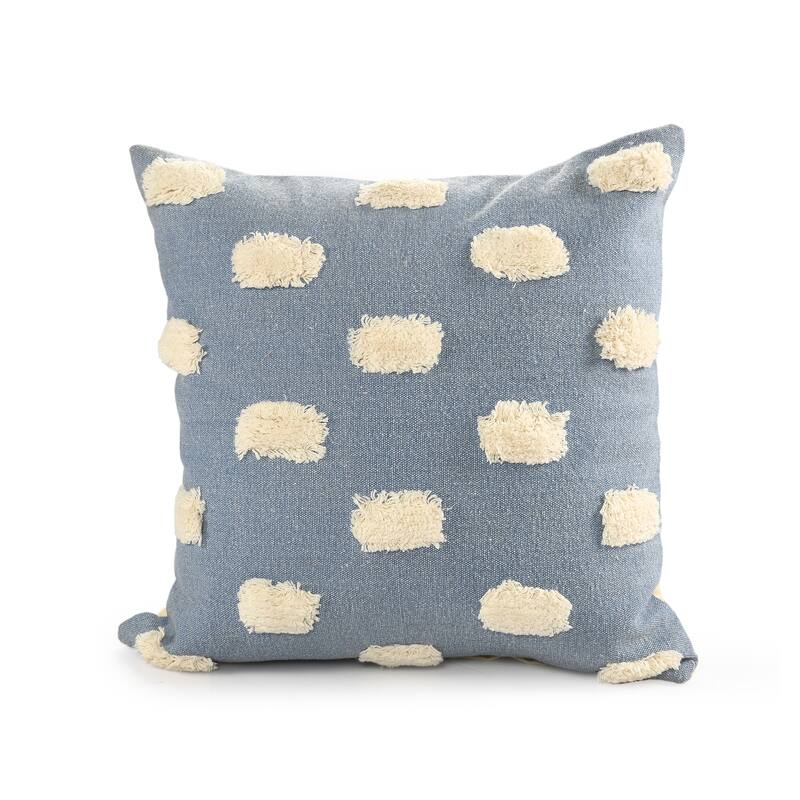 Sevita Pom Pom Palace Glam Throw Pillow - 20" x 20" - Polyester - Denim Blue/White