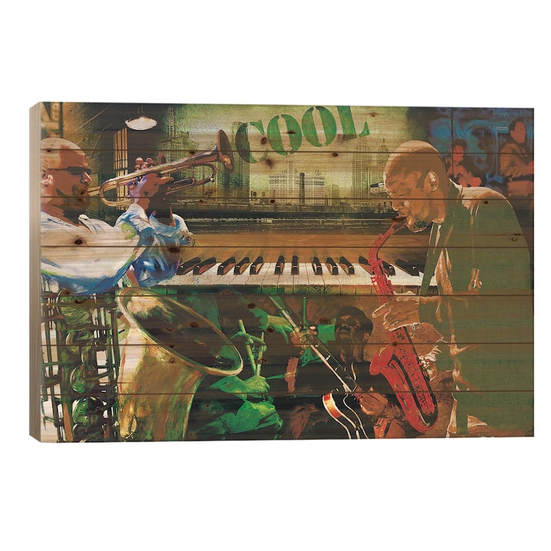 Cool Jazz Print On Wood by Tyler Burke - Multi-Color - 26x40x1.5