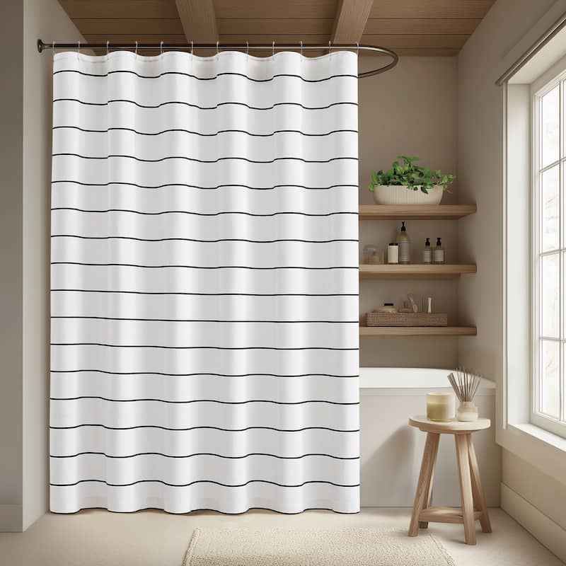 Brooklyn Loom Hayward Stripe Shower Curtain - White/Black