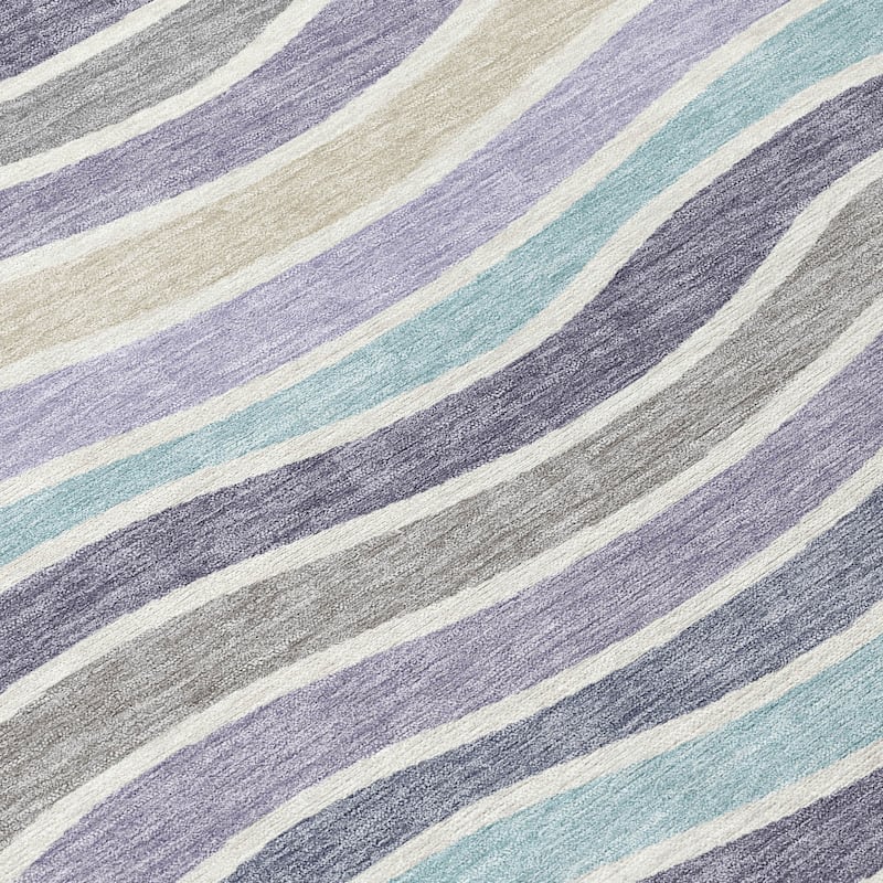 Machine Washable Indoor/ Outdoor Contemporary Stripe Chantille Rug