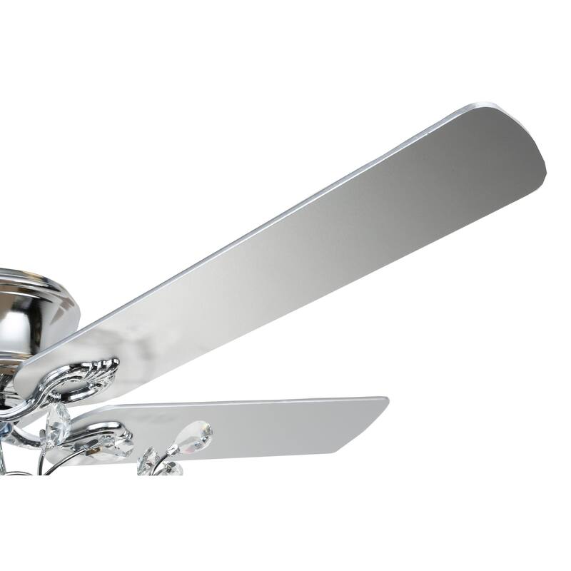 52" Modern Indoor Reversible Crystal Drum Ceiling Fan with Remote Control and Light Kit Chrome