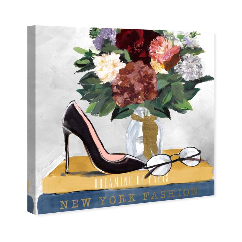 Wynwood Studio Canvas Fashion and Glam Ready for Fall Books Red and Metallic Gold Glam Wall Art Canvas Print