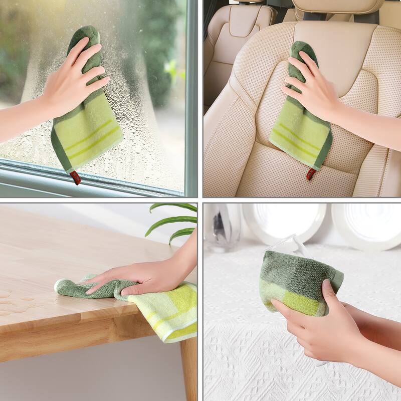 Cotton Cleaning Cloths, Absorbent Cleaning Cloth for House, Kitchen, Window 6 Pack - Green-6 Pack - Set of 6