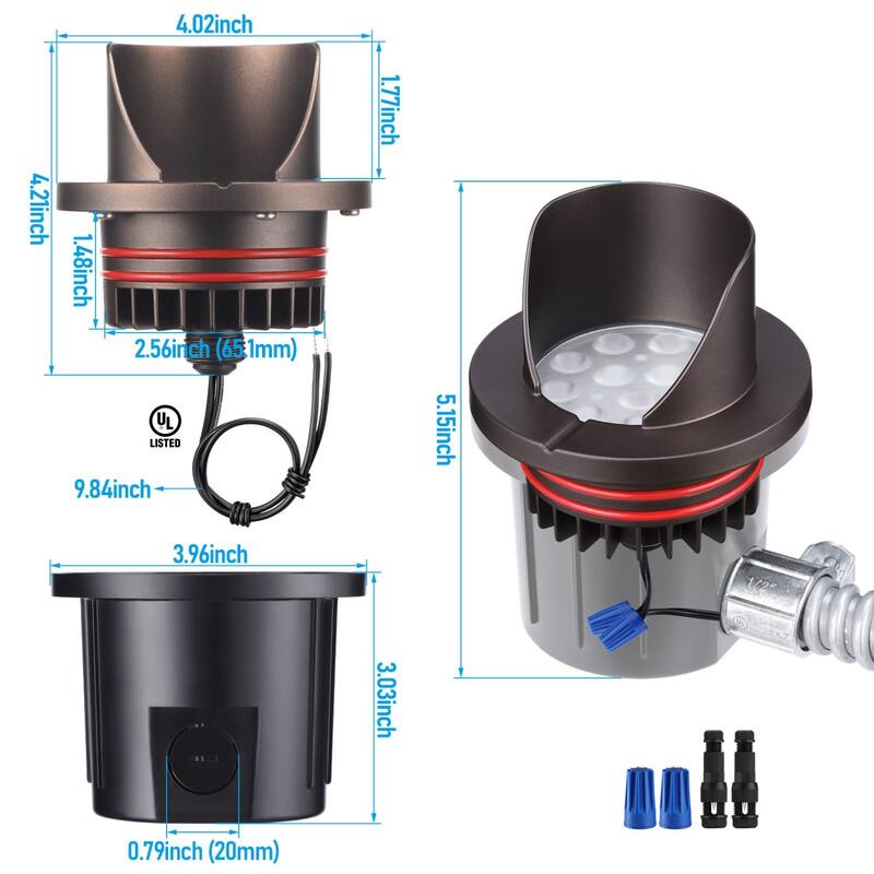 12 Pack Landscape 5W Shielded Well Light Low Voltage 5CCT Selectable