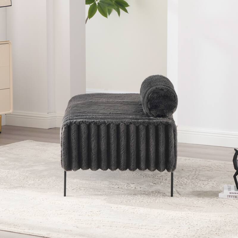49.6"W Oversized Modern Upholstered Bench Ottoman with Metal Legs